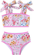 YOUNGER TREE Toddler Girls Two Pieces Swimsuit Color Block Stripe Swimwear by YOUNGERTREE