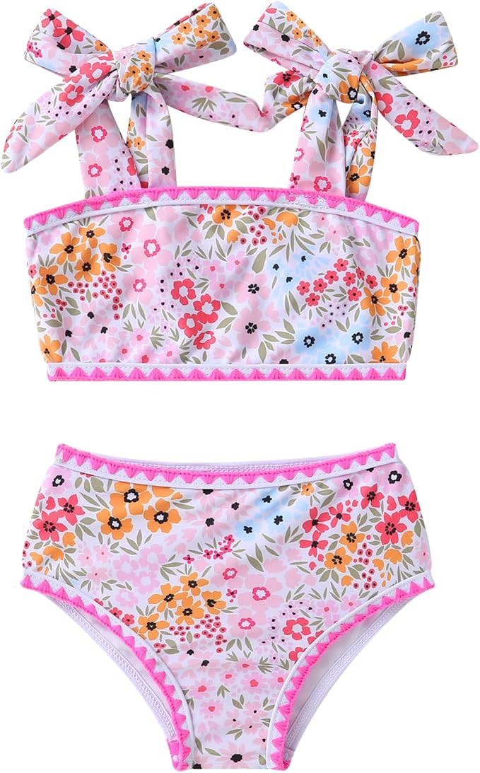 YOUNGER TREE Toddler Girls Two Pieces Swimsuit Color Block Stripe Swimwear by YOUNGERTREE