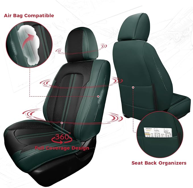 FREESOO Leather Car Seat Covers Full Set, Luxury Front Car Seat Covers and Back - Image 2