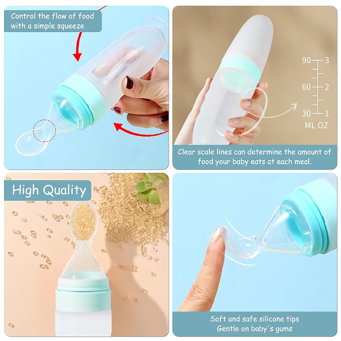 WAJIAYON Baby Food Feeder 4 Pack Silicone Baby Food Dispensing Spoon-3 oz - Image 8