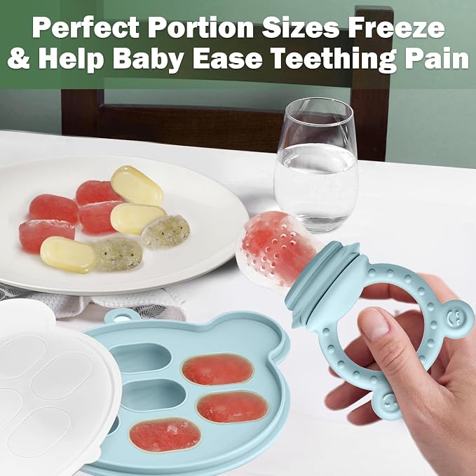 JEXFUN Silicone Baby Fruit Food Feeder Pacifier & Breastmilk Popsicle Freezer - Image 2