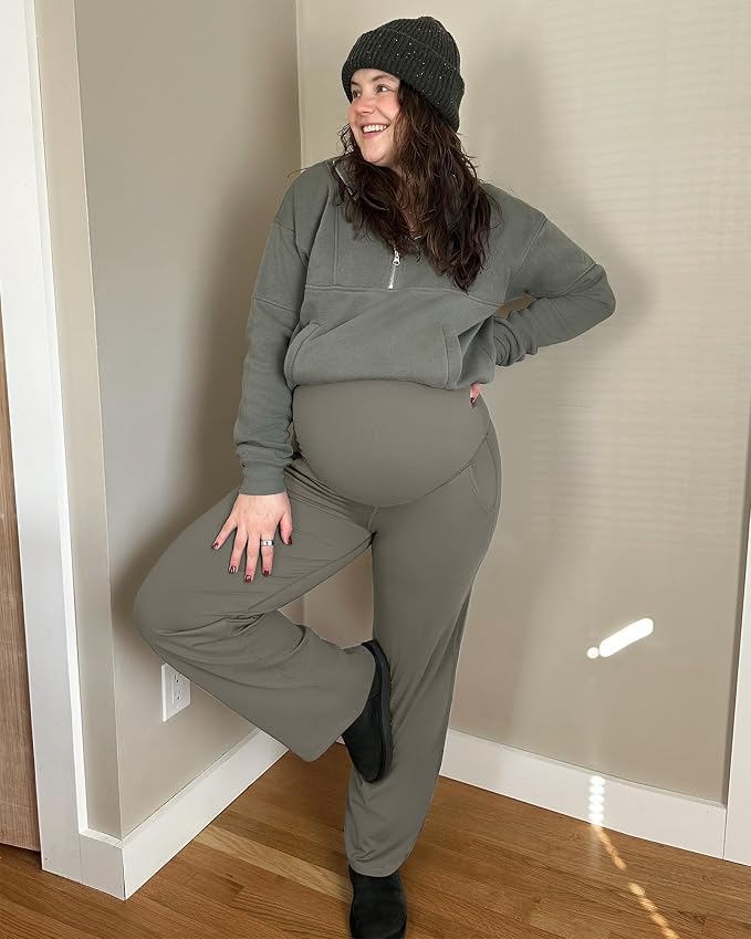 G4Free Maternity Pants Over The Belly Yoga Dress Work Pregnancy Pants Stretchy - Image 3