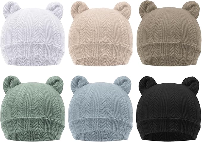 DRESHOW BQUBO 6 Pack Baby Hats for Boys Girls Unisex Baby Hat Soft Knit Cap by DRESHOW