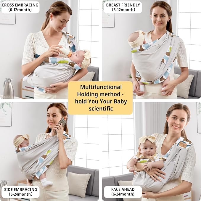 Baby Sling Carrier Newborn, Adjustable Easy Wearing Baby Nursing Warp Sling - Image 5