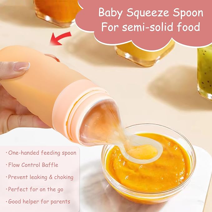 WAJIAYON Baby Food Feeder 4 Pack Silicone Baby Food Dispensing Spoon-3 oz - Image 4