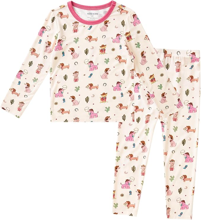 pureborn Baby Toddler Kids Viscose from Bamboo Pajamas Set Pjs 2pcs 18M-8Y by pureborn