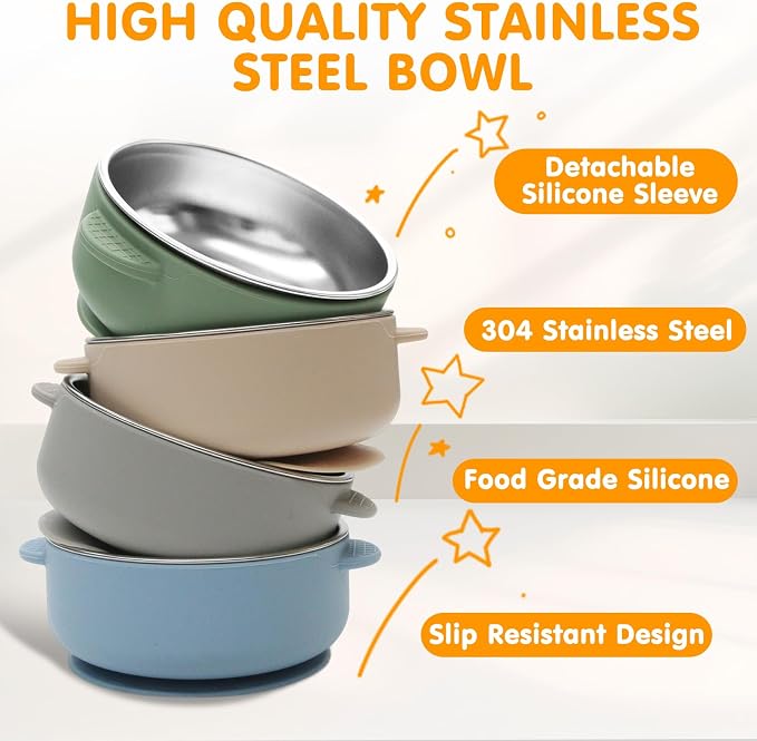 4 Pack Stainless Steel Baby Bowls - Image 2