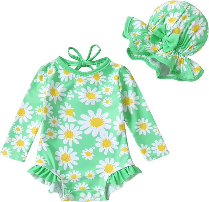 YOUNGER TREE Infant Baby Girls Swimsuit Long Sleeve Swimsuits One Piece by YOUNGERTREE