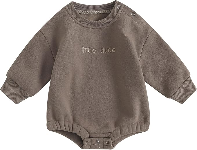 VISGOGO Newborn Infant Baby Boy Girls Oversized Romper Little Dude Sweater by VISGOGO