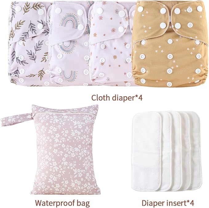 HappyFlute 9 Sets Newborn Baby Cloth Pocket Diapers One Size Adjustable Reusable - Image 2