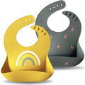 Moonkie Silicone Baby Bibs Set Of 2 | BPA Free Waterproof | Soft Flexible by Moonkie