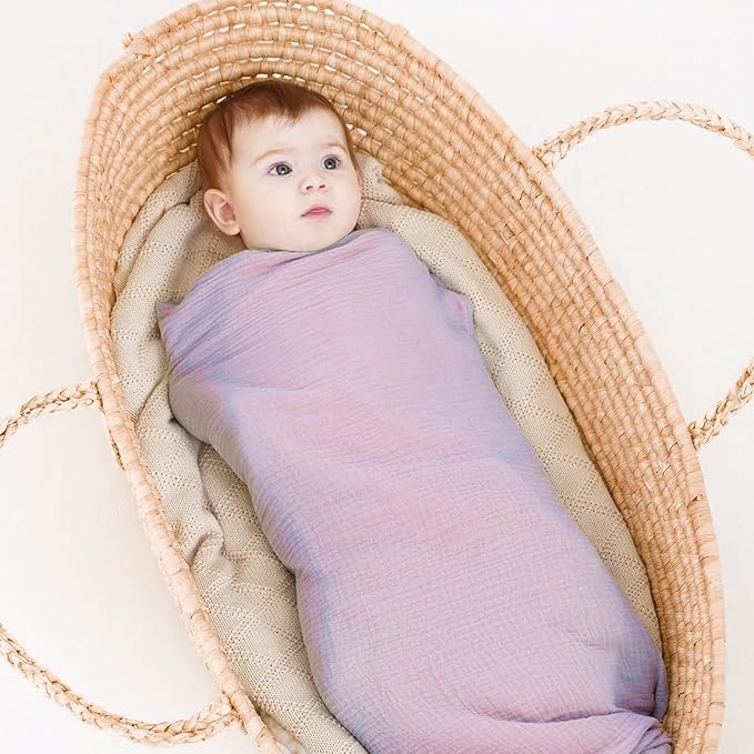 Muslin Swaddle Blankets for Newborns, 2 Pack Large 40 x 40 Inches, 100% Cotton - Image 3