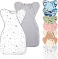 Premium Soft Cotton Swaddle Blanket Sleep Sack Arms Up 2 Packs 6-12 Months by Knirose
