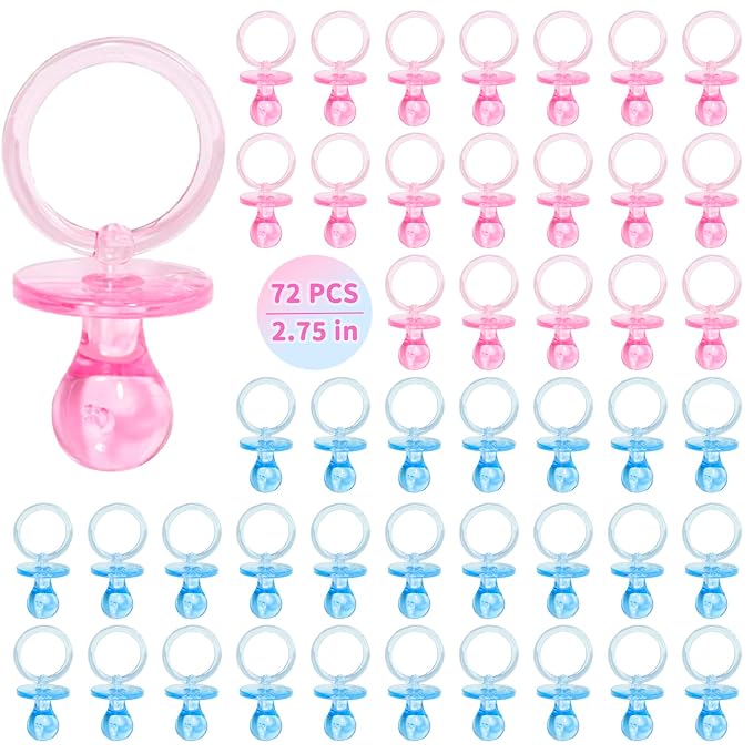72 Pcs Baby Shower Pacifiers, 2.75’’ Plastic Pacifiers by XINHUIDALSQ