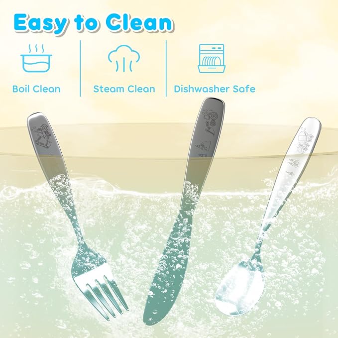 Lehoo Castle Kids Silverware Stainless Steel, Safe Children Flatware, Toddler - Image 5