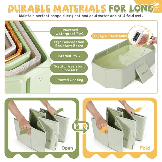 Orzbow Collapsible Baby Bathtub, Toddler Bathtub - Image 5