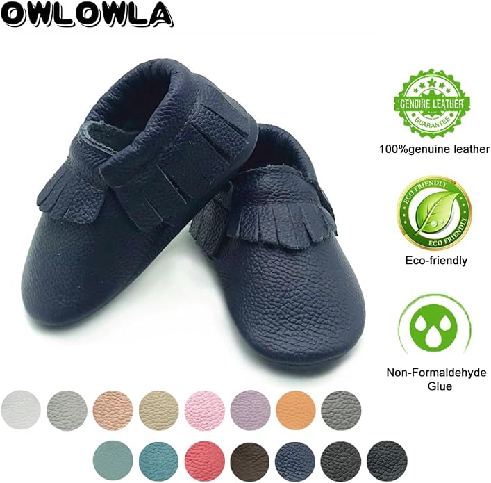 OWLOWLA Baby Moccasins Soft Sole Leather Baby Shoes Infant Toddler Pre-Walker - Image 5