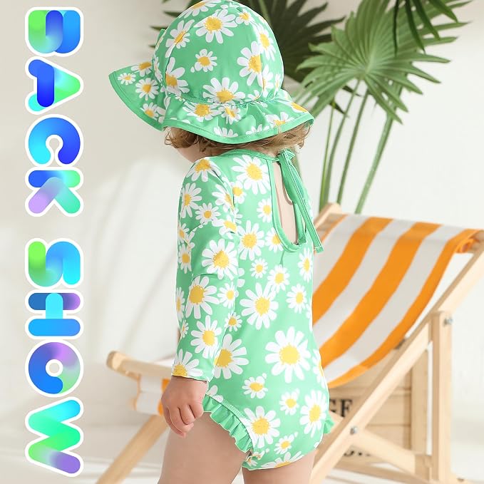 YOUNGER TREE Infant Baby Girls Swimsuit Long Sleeve Swimsuits One Piece - Image 3
