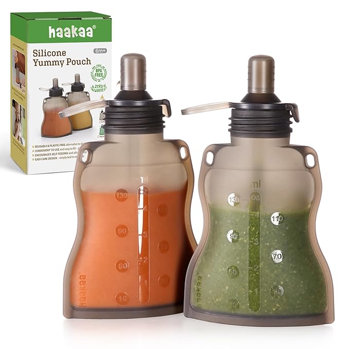 Haakaa Yummy Pouch Reusable Baby Food Pouch, Baby Food Storage Kids Squeezable by haakaa
