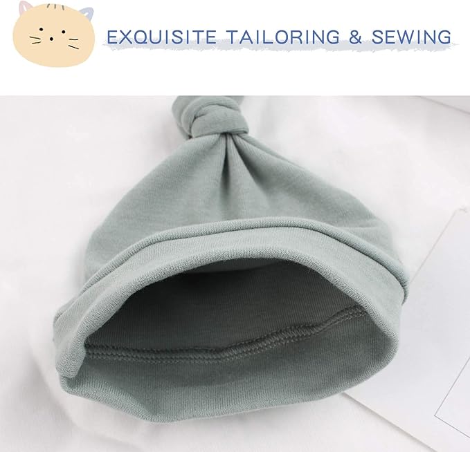 JANGANNSA Newborn Baby Hat Infant Baby Boys Beanie Top Knot Stretchy Hats - Image 5