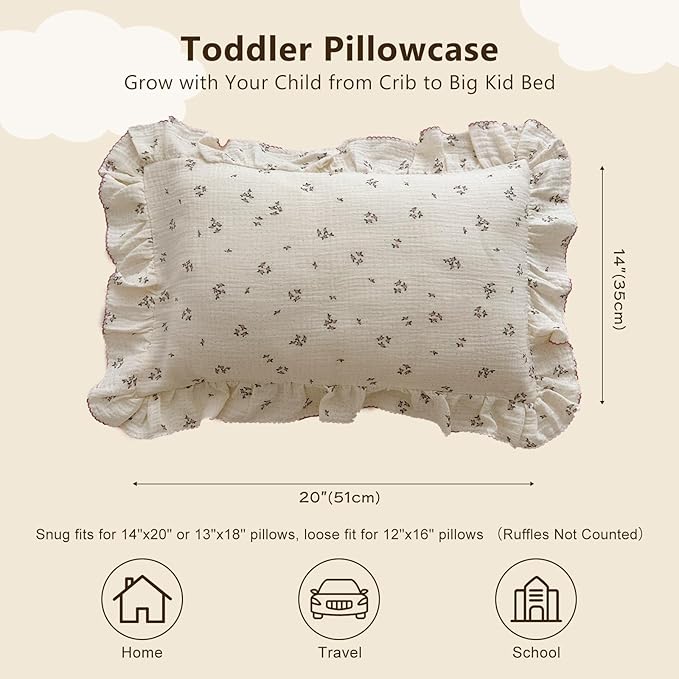 BuLuTu Cotton Muslin Kids Toddler Pillowcase - Image 2