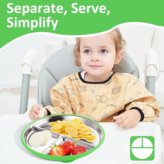 Stainless Steel Suction Plates for Toddlers, Non Toxic Non Slip Portion Control - Image 5
