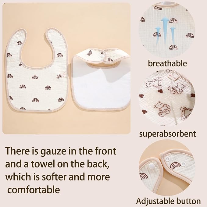 Baby Bandana Bibs, 6 Pack Waterproof Toddler Bib, Soft Cotton Absorbent Baby - Image 3