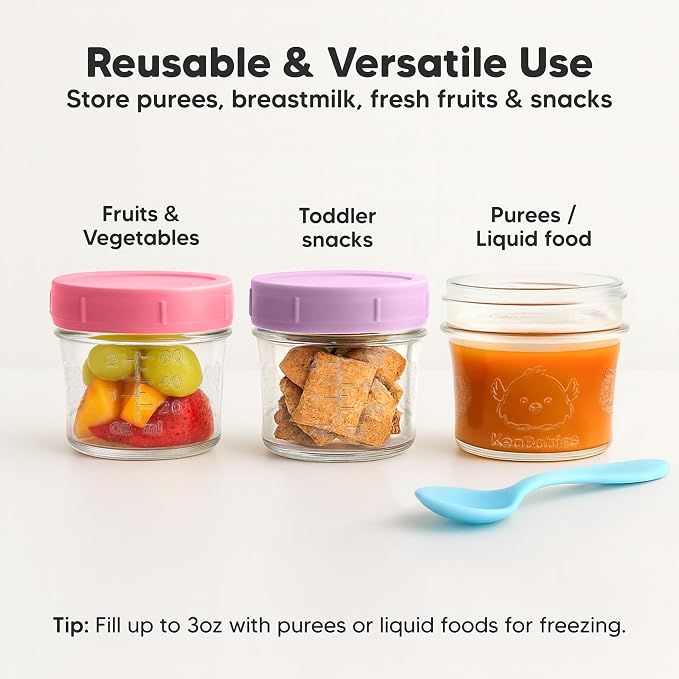 KeaBabies 12pk 4oz Glass Baby Food Containers - Image 5