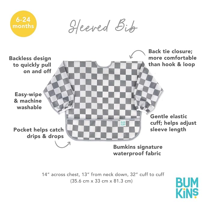 Bumkins Sleeved Bib for Girl or Boy, Baby and Toddler for 6-24 Mos, Essential - Image 5