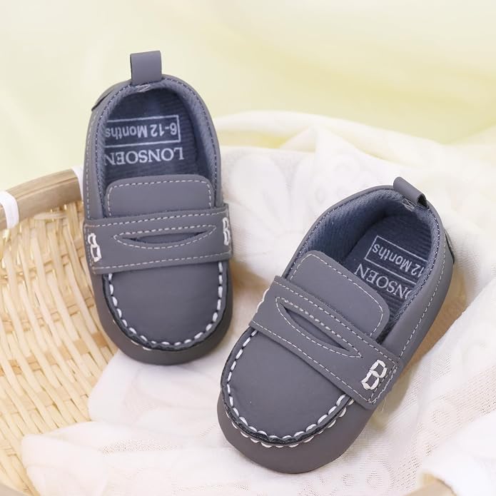 LONSOEN Baby Girls Boys Loafers Prewalker Dress Crib Shoes - Image 2