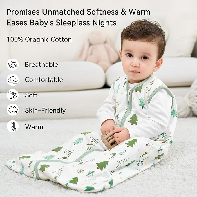 Baby Sleep Sack 12-18 Months 1.0 Tog Baby Wearable Blanket 100% Cotton Sleeping - Image 2