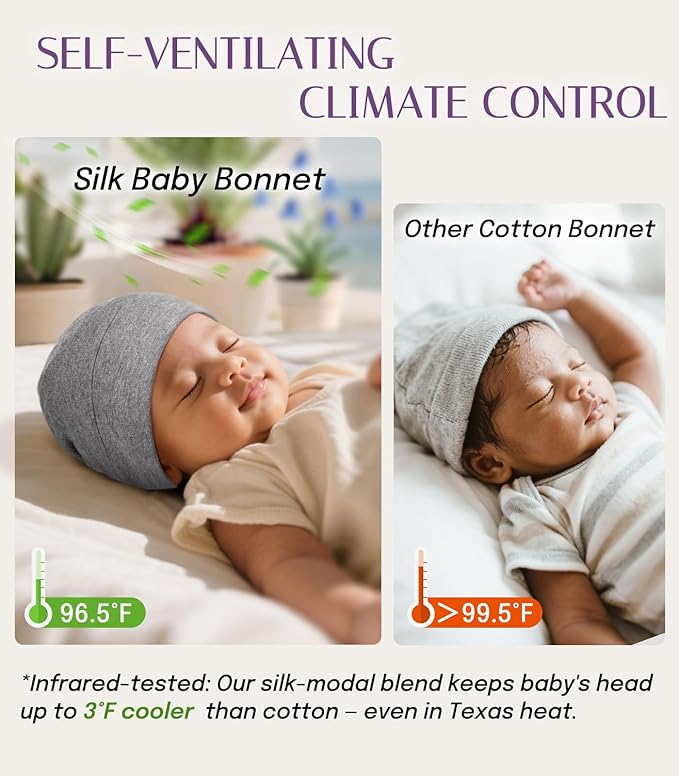 OLESILK Silk Baby Bonnet for 0-6 Months - Image 4