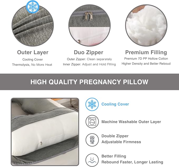 Pregnancy Pillow, Full Body Maternity Pillow 57 inch, - Image 3