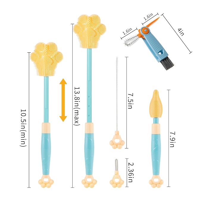 Chemimoso Adjustable Handle Length 10.5-13.8in Water Cup Cleaner Bottle Brush - Image 4