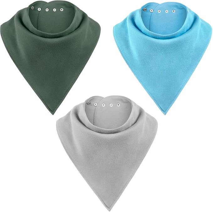 Adult Drool Bib for Special Needs, 3 Pk Soft Absorbent Large Bandana Bibs Set by BozenTek