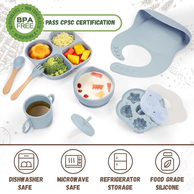 Silicone Baby Feeding Set, Baby Led Weaning Supplies, Baby Food Tableware - Image 2