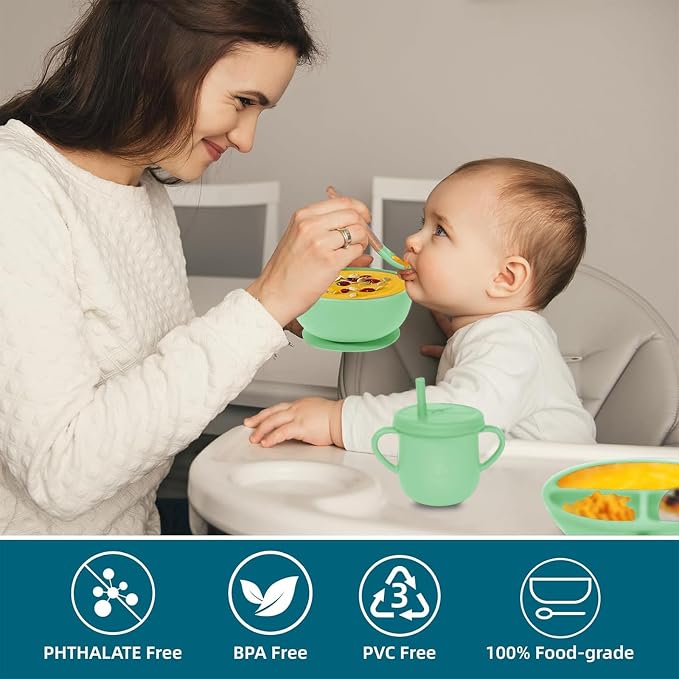 100% Silicone Baby Feeding Set, BPA Free Baby Dishes Set - Image 6