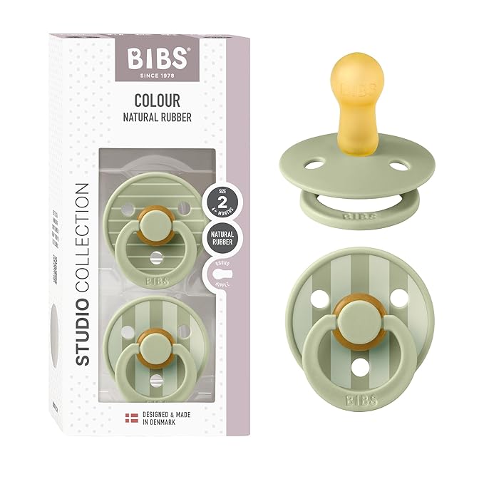 BIBS Pacifiers - Studio 2 Pack | Round Nipple Baby Pacifier | BPA Free Natural by BIBS