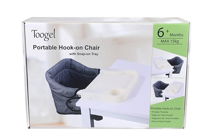 Toogel Hook On High Chair with Removable Dining Tray, Folding Portable Clip on - Image 10