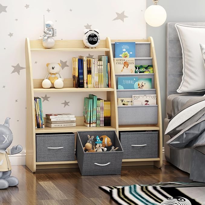 Kids Bookshelf Wood Toy Storage Organizer Cabinet Children Bookcase Toddler by HedoAjim