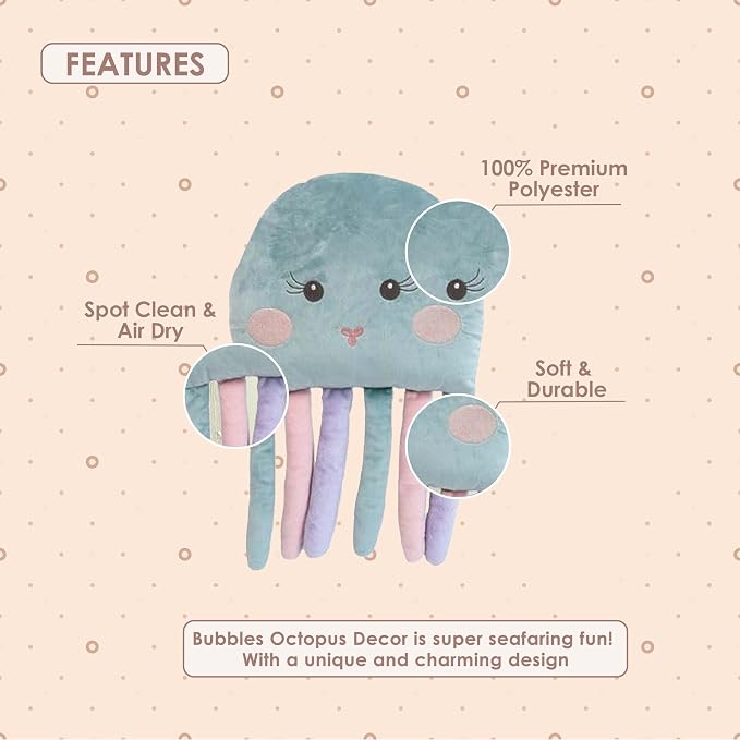 MON AMI Bubbles Octopus Accent Décor Pillow – 20x13”, Plush Stuffed Animal - Image 4