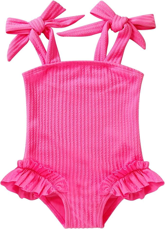 Happy Town Toddler Swimsuit Girl Solid Color Stripe One-Piece Baby Bathing Suits by HappyTown