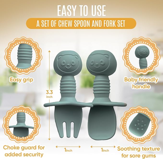 4pc Silicone Baby Spoons Self Feeding Baby Utensils 6-12 Months - Image 4