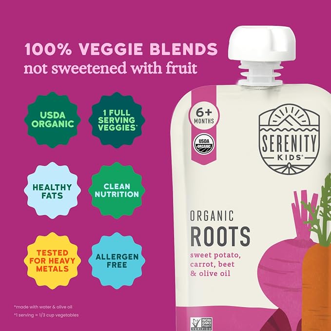 Serenity Kids 6+ Months Baby Food Pouches USDA Organic Veggie Puree - Image 4
