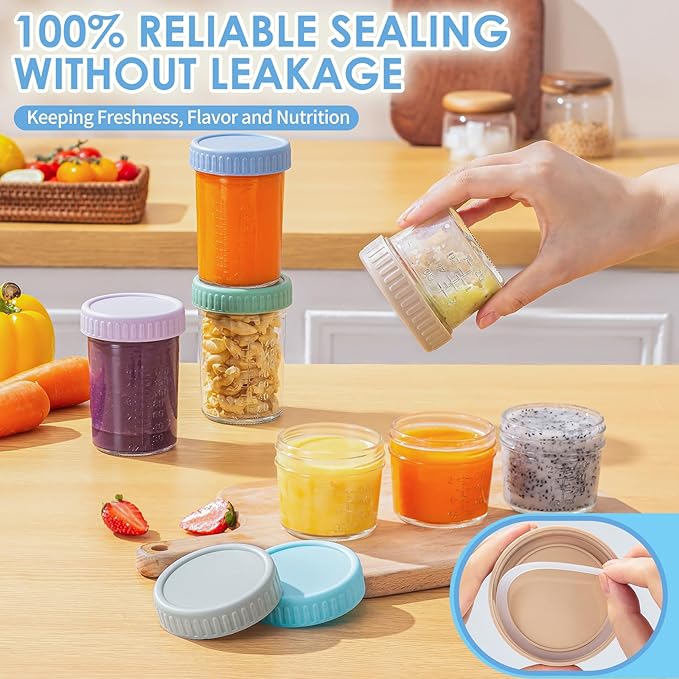 DRKIO 6 Pack Glass Baby Food Storage Containers - Image 4