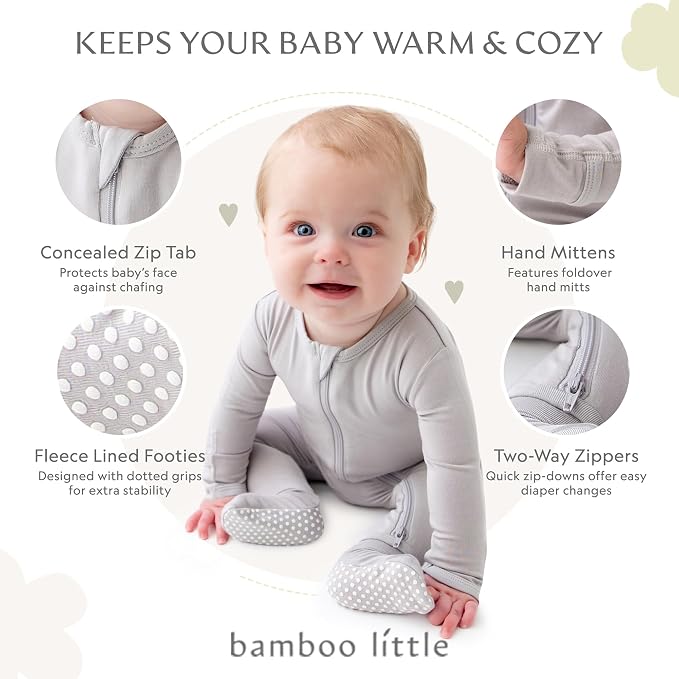 Bamboo Little Soft Baby Footie Pajamas, Baby Clothes, Newborn Sleepers - Image 2