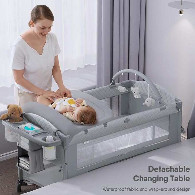 4 in 1 Baby Bassinet, Pack and Play, Bedside Crib Sleeper, Diaper Changer - Image 3