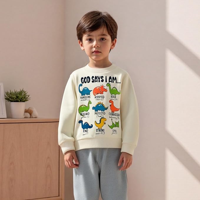 Nyapruwe Toddler Baby Boy Fall Outfit Funny Print Long Sleeve Sweatshirt - Image 3