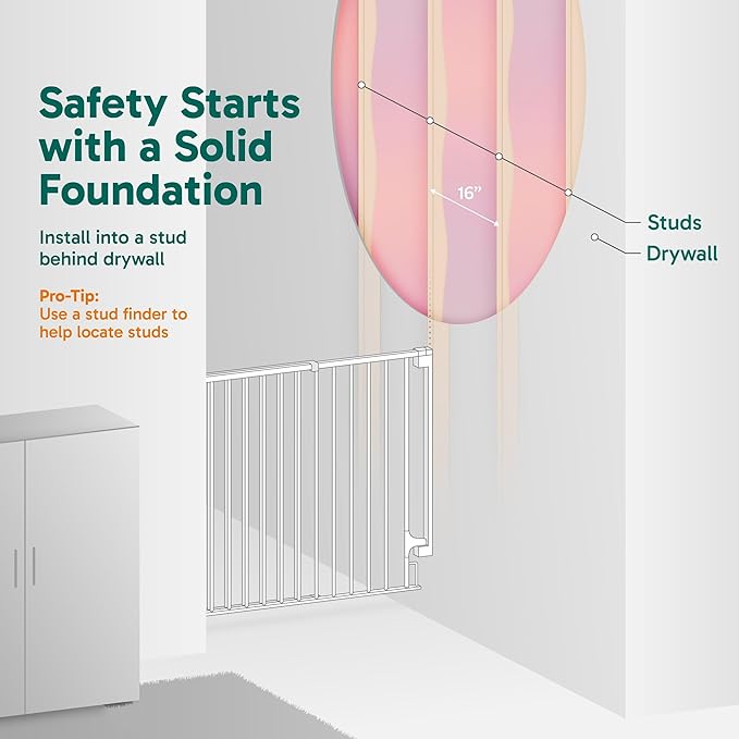Cumbor 29.2–43" Baby Gate for Stairs, Wall-Mounted, Expandable No Bottom Bar - Image 7