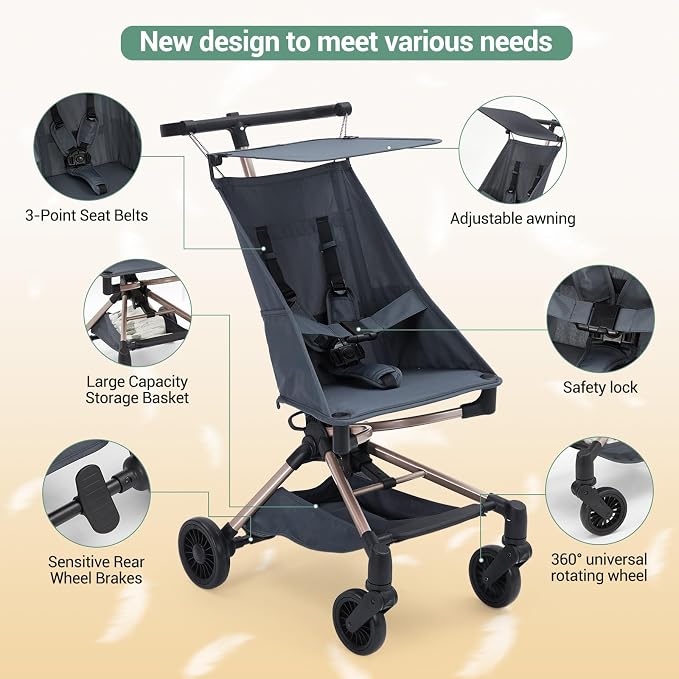 Lightweight Baby Travel Stroller – Compact & Airplane-Friendly Design, One-Hand - Image 5